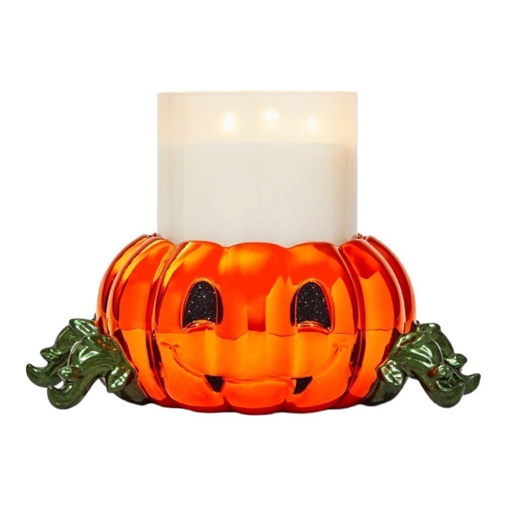 NIB Bath and Body Works Jack O’ Lantern 3-Wick Candle Holder